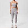Women's Fashion Solid Color Back Top Tight Breathable Yoga Suit Set Sports Running Fitness Pants Two Piece Set