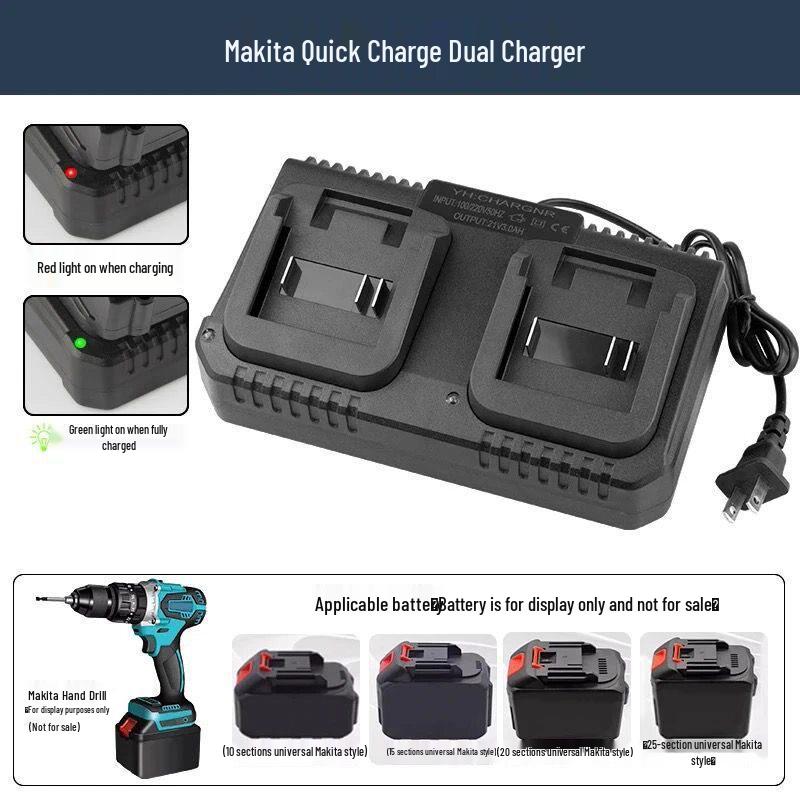 Makita-Compatible 18V-21V Universal Charger for Electric Wrench, Angle Grinder, Hammer Drill, Direct Lithium Battery Charging Base