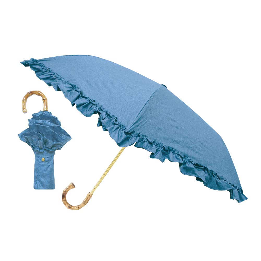 Kamiojapan PT Full Blackout New Frill BL 787019 3-Fold Umbrella/Denim-Style