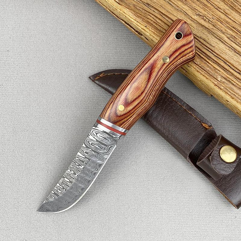Kitchen Boning Knife Damascus Pattern Utility Knife Stainless Steel Barbecue Fishing Meat Cutting Tools with Sheath