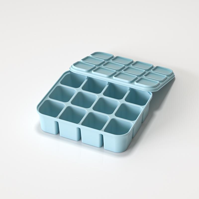 Baby Ice Cube Tray Silicone With Lids Flexible Ice Molds For Beverages,Baby Food Storage Mould, Bpa-Free