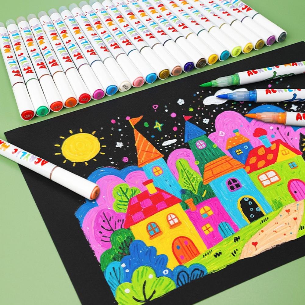 12/24/36/48 Colors Direct Liquid Acrylic Paint Marker Soft Brush Tip Pens Sets Professional Drawing For DIY Artistic Creation