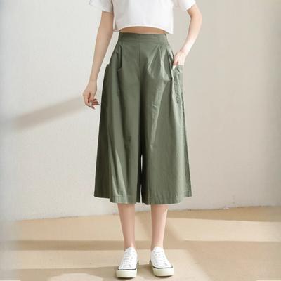 Culottes Women's Spring and Summer Cotton Cropped Wide-leg Casual Pants