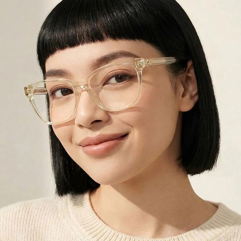 Burberry Eyeglass Frames BE2345 3852 Clear Yellow Transparent Horn-rimmed Cat-Eye Fashion