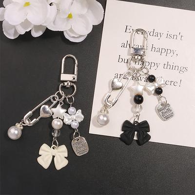 Elegent Luxury Bowknot Pearl Keychain For Girl Women Sweet Cool Key Chains Creative Cute Car Bag Pendent Decoration Accessories