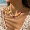 Handmade Bohemian Shell Necklace Colorful Ceramic Ocean Series Necklace  For Women
