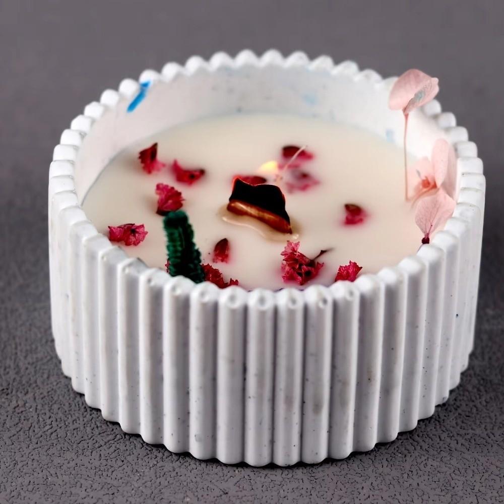 Nouveau Moule en Silicone Rond Motif Rayé Boîtes de Rangement Multifonctionnelles Moule Vases DIY Moule Fabrication de Bougies