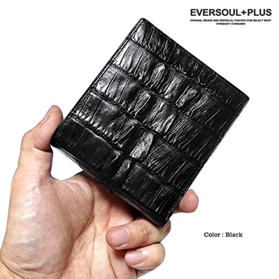 EVERSOUL Men's Bifold Crocodile Leather Wallet with Card Slots and Coin Purse