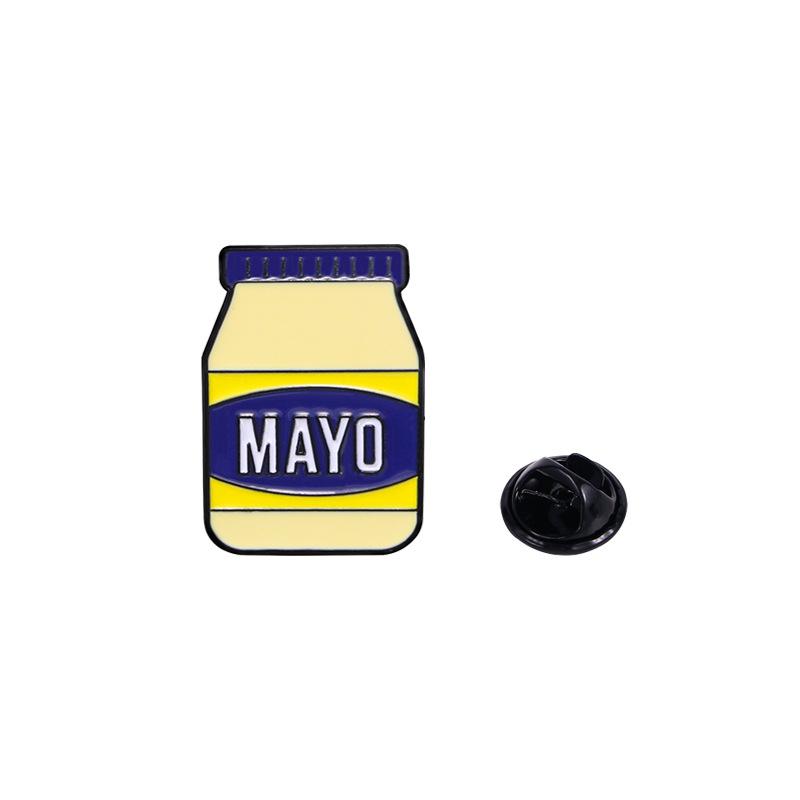 Cute cartoon mayonnaise brooch cream sweet wind MAYO English fixed clothes decoration anti-light