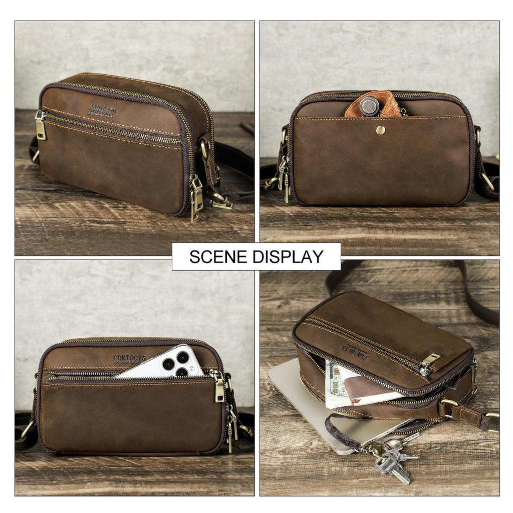 Contacts Sling Genuine Men Leather Shoulder Bags Retro Small Messenger Bags High Quality Male Crossbody Bags Handbags