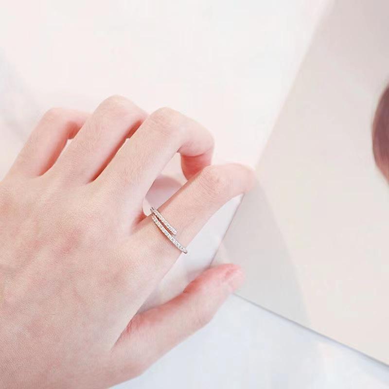 Mode Offener Ring Silber, Eleganter Verstellbarer Fingerring für Damen Alltagsschmuck