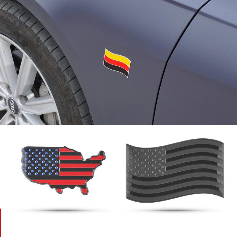 American Flag Car Stickers: Black, Black-Red, Black-Blue USA Map Metal Decal