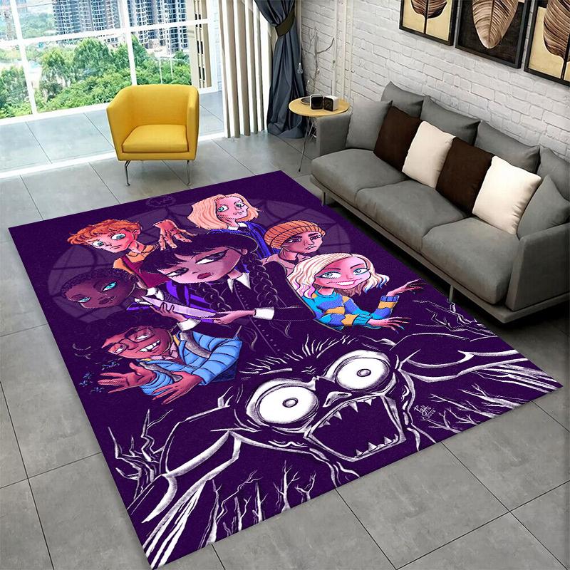Tappeto Antiscivolo Classico W-Wednesday TV per Soggiorno, Camera da Letto, Sala Giochi, Tappeto Morbido per Pavimento Tappeto Arredamento Casa Tappeto Stanza Bambini Regalo