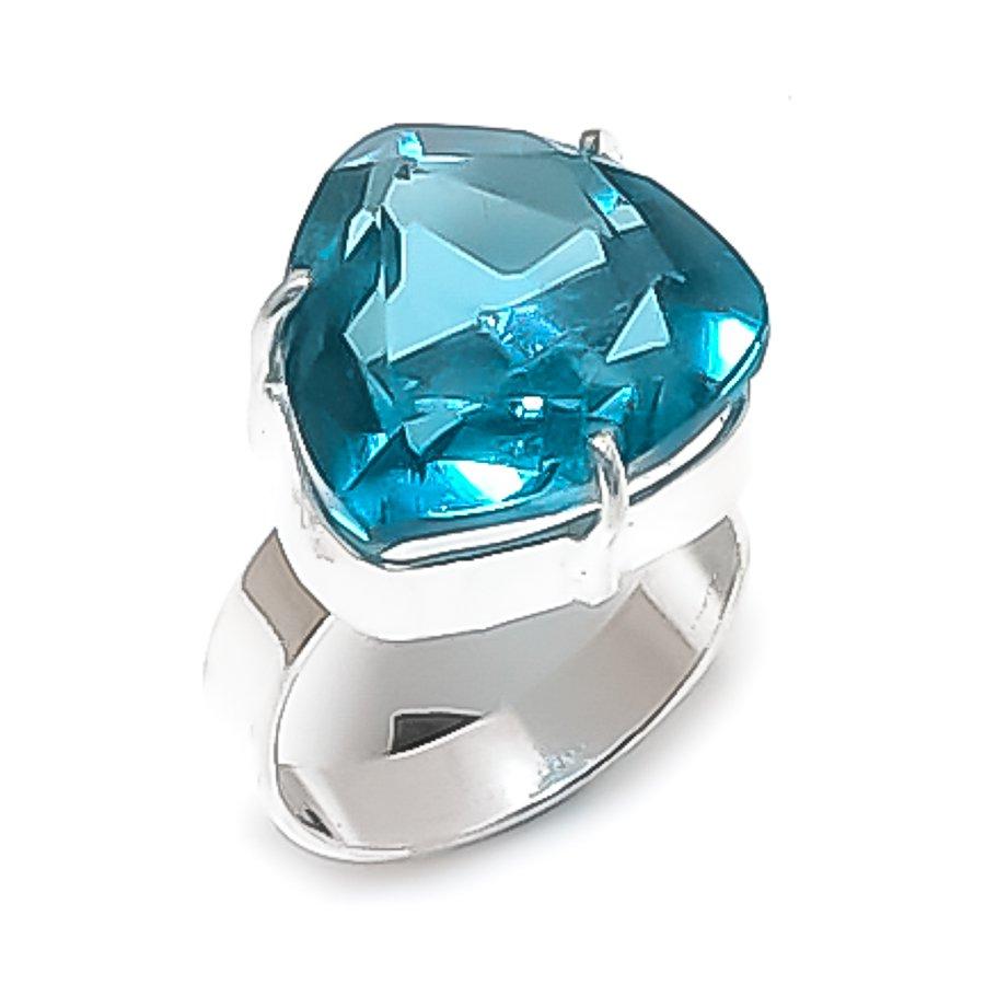 Natural Swiss Blue Topaz Gemstone 925 Sterling Silver Jewelry Ring Size 8 N1k89