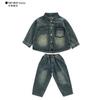 Jungen Denim 3-teiliges Set Langarmjacke Hose Innenoberteil Lässiges Outfit Kinder 4-8 Jahre