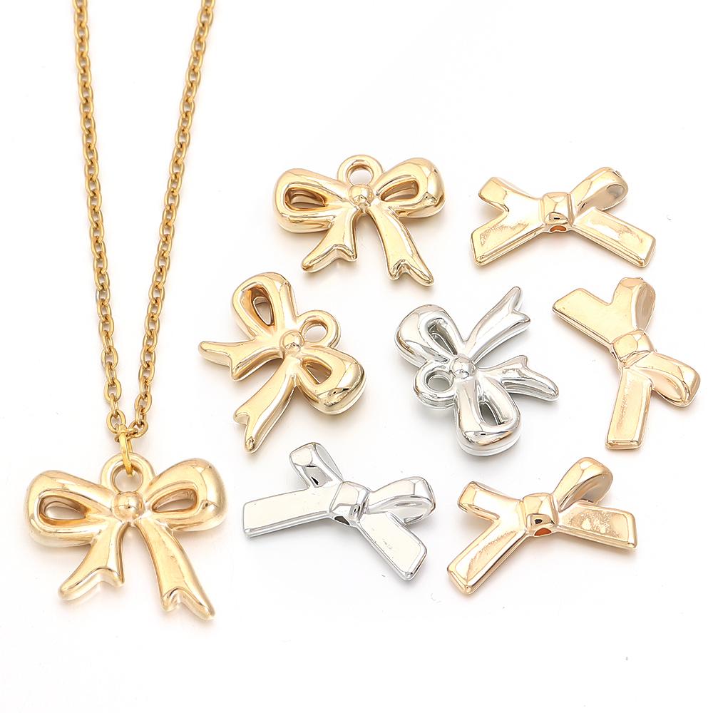 30pcs CCB Bow Beads Plastic Bowknot Charms Pendants For Jewelry Making DIY Crafts Neklace Earrings Keychain Accessories Findings