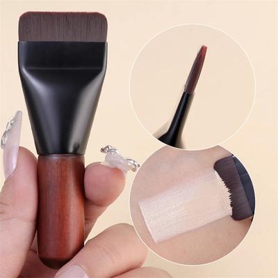 Pennello per fondotinta ultra sottile Pennello per contorno viso a testa piatta Pennello per trucco con manico in legno Pennello per fondotinta in crema Pennelli per trucco Mini strumenti per il trucco