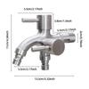 Mop Tap 304 Stainless Steel Faucet 1In 2 Out Double Outlet Double-Outlet Washing Machine Faucet Multifunctional