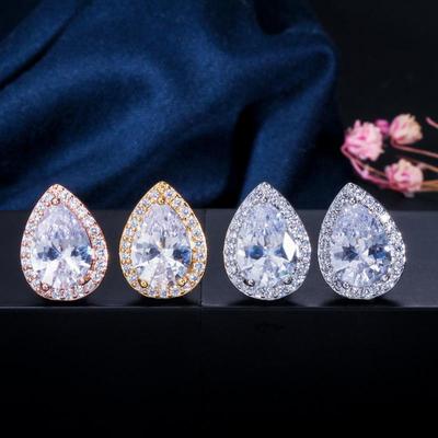 CMM Classic Shiny Water Drop Cubic Zirconia Stud Earrings