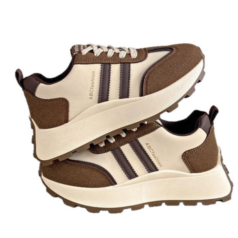 Taizhou Retro Rubber Sole Sneakers New Double Stripes Color Matching Women's Shoes College Style Platform Sneakers