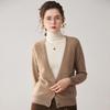 Women's French Style Cashmere Sweater with Layered Collar - Soft, Loose, and Versatile Knit Cardigan