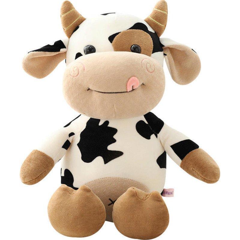 Peluche Mucca del Latte Kawaii Morbido Peluche di Bovino con Maglione Animale Carino Cuscino Decorazione per la Stanza Regalo di Compleanno per Bambini Ragazze