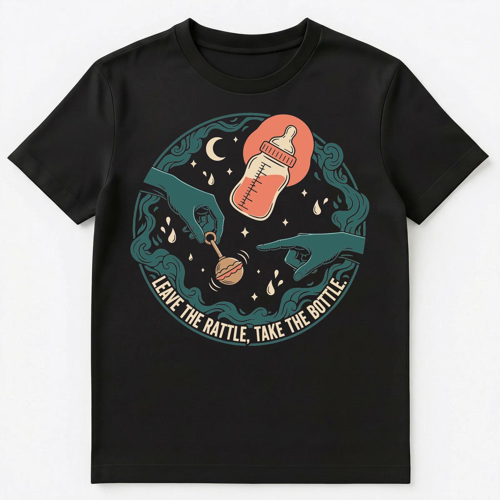 Baby Milk Bottle Rattle Humor Parenting Unisex T-Shirt L