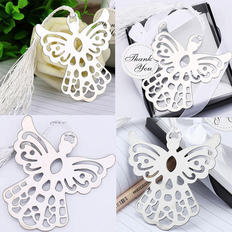Hot Stainless Steel Silver Guardian Angel Bookmark Tassel Page Marker Ribbon Box