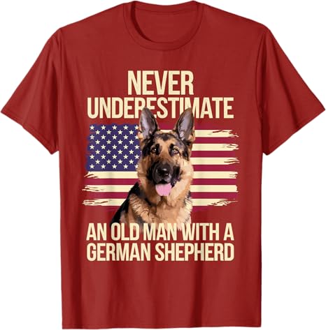 Cool GerUnisex Shepherd Design for Unisex Grandpa Dog Lover Owner TShirt Dog Dad Y2k Design US Flag Graphic Outfit Novelty Saying Tee S