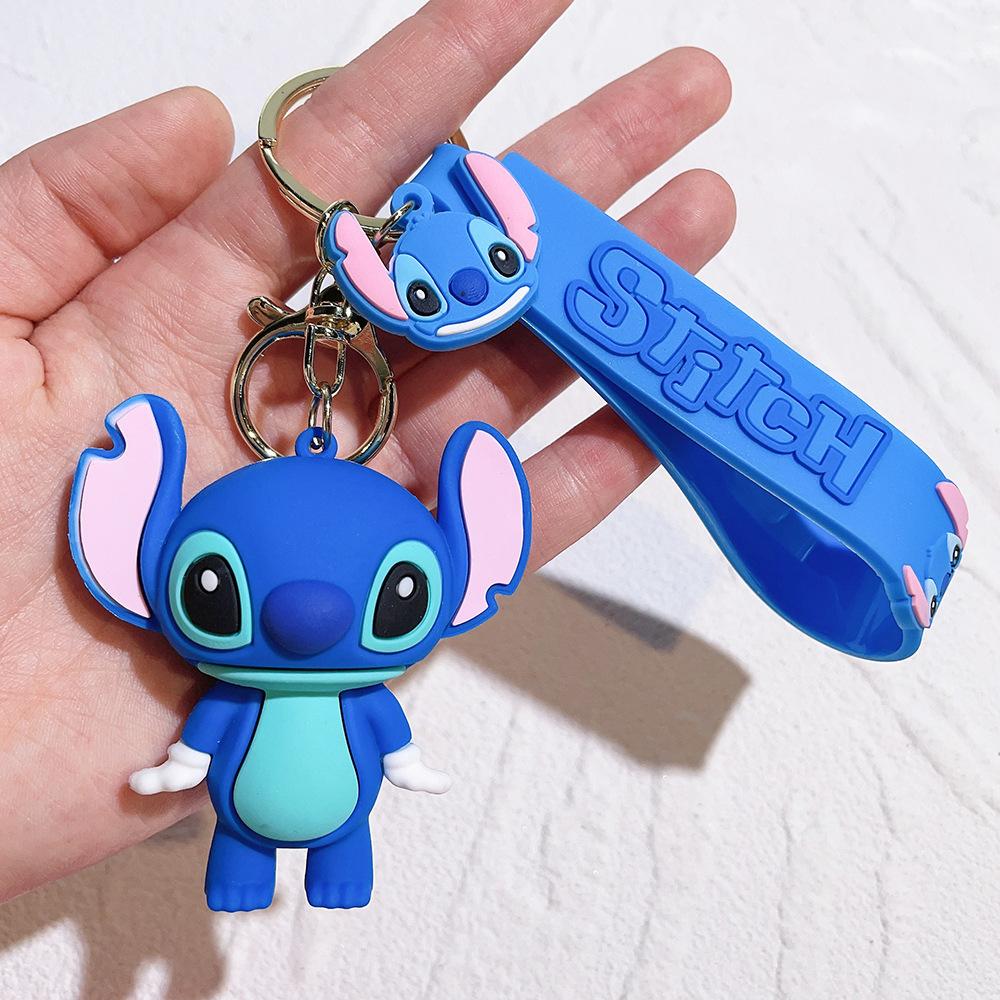 Creativity Cartoon Anime Keychain Stitch Donald Duck Minnie Mickey Pooh Bear Car Pendant Children Backpack Decoration Gift