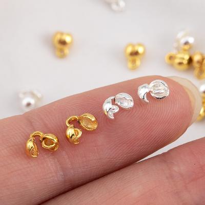 10 oder 20 Stück 18 Karat vergoldete Messing-Endkappen mit Öse für Perlenarmbänder, Schmuckherstellung, DIY-Komponenten