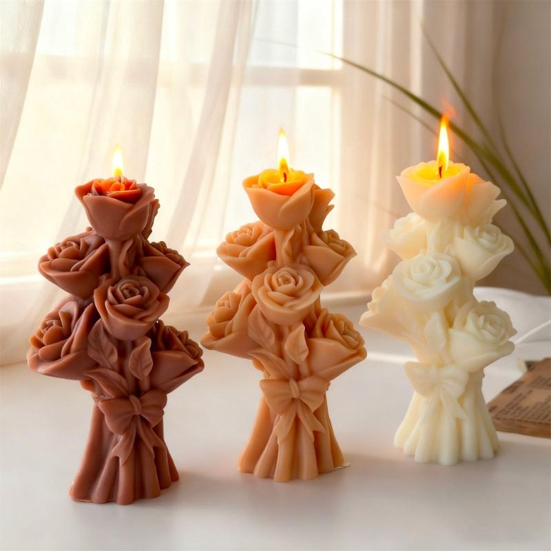Flexible Rose Shaped Silicone Craft Mold Easily Release DIY Scented Gypsum Candle Wax Chocolate Molds