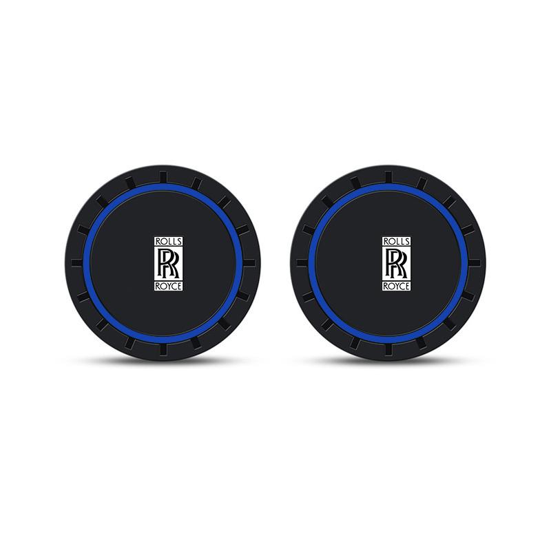 2 Stück Leder Innenraum Auto Anti-Rutsch-Matte Untersetzer Auto Wasserbecher-Schlitz Zubehör für Rolls-Royce Cullinan Phantom Ghost Wraith Dawn