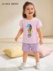 Summer 2026 Girls' Animal Print Short Sleeve & Shorts Set - Cute European & American Style Two-Piece Outfit