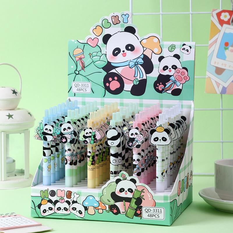 

48Pcs Lovely Panda-Themed Patch Gel Pens, 0.5mm Black Ink Quick Drying, Durable Stationery for Students Writing, School Business Specific Signat Random style