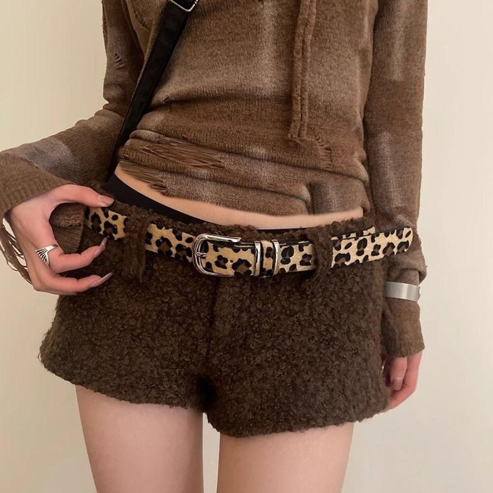 Ceinture Imprimé Léopard Style Punk Ceinture Taille Designer pour Femmes Ceinture Taille Rivets Vintage Streetwear