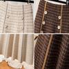 Checkered Half Length Skirt for Women In Autumn and Winter High Waisted  Medium Length  Buttocks Wrapped  A-line Skirt  Knitted Women's Skirt