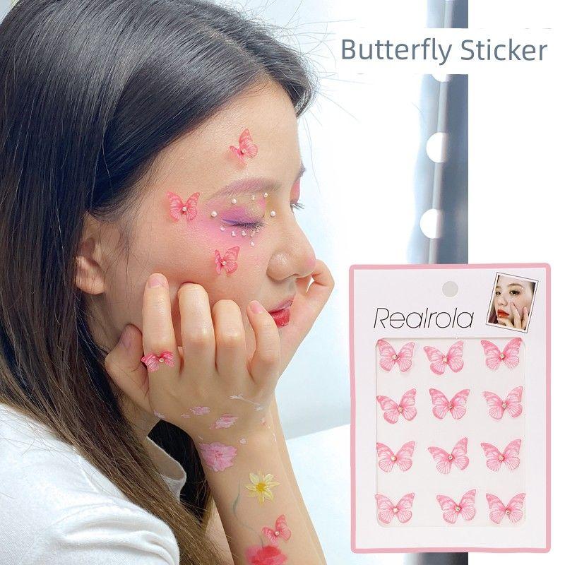 Concert Face Stickers, Face Decorations, Butterfly Stickers, Facial Embellishments, Fan Makeup, 3D Face Stickers, Rhinestone Makeup Decorations