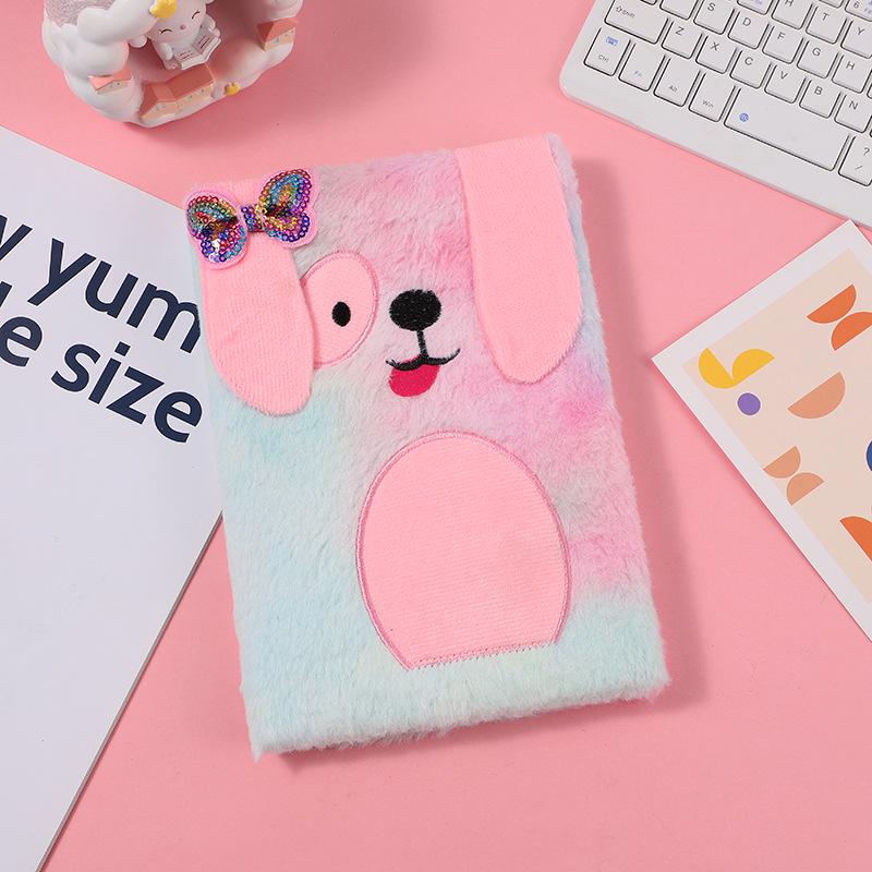Children’s Cute Cartoon Puppy Plush Notebook Journal - Handmade DIY Planner Diary