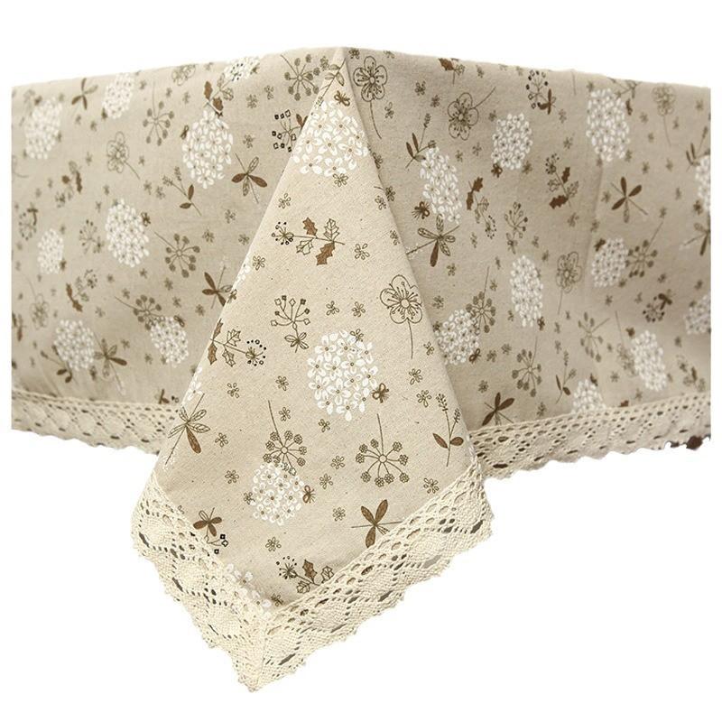 White Dandelion Lace Tablecloth Cotton Blend Decorative Dustproof Table Cover Home Dining Coffee