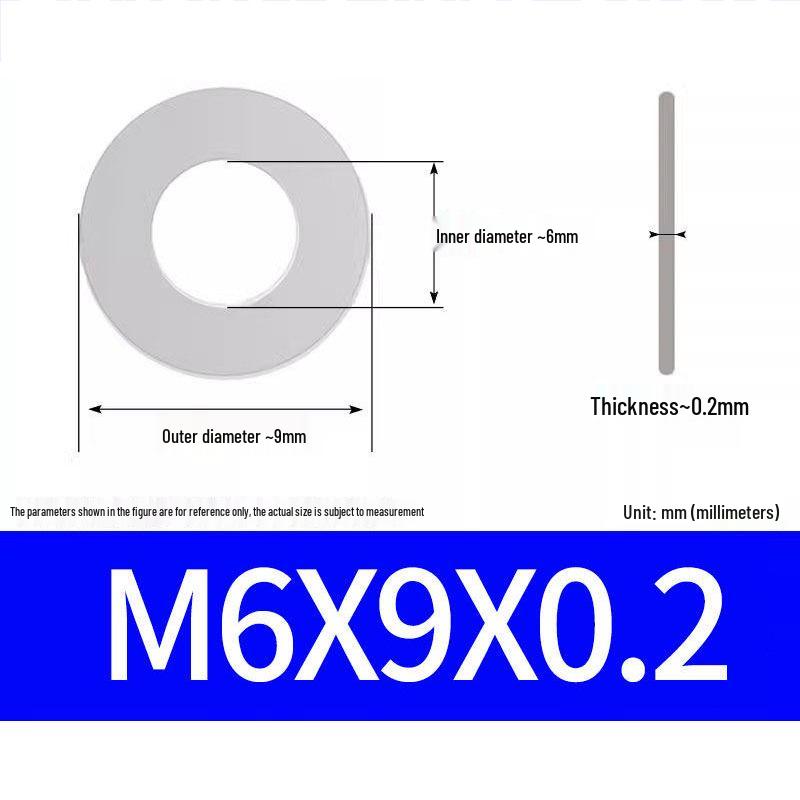 304 Stainless Steel Ultra-Thin Flat Washer, Thickness: 0.1/0.2/0.3/0.4/0.5 Mm, Sizes M1-M8