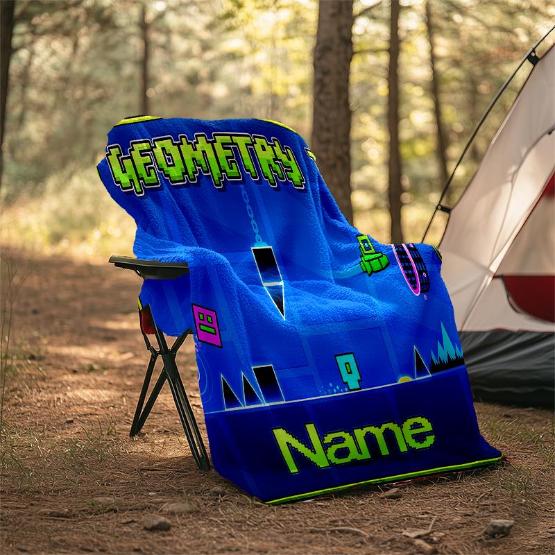 Personalized Custom Name Blanket - Geometry Dash Print Design,Blanket for Sofa,Bed,Travel,Camping - Soft and Warm, Great Gift