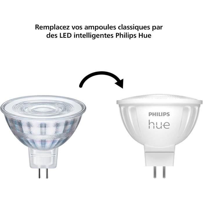 Ampoule connectée - PHILIPS HUE - MR16 - Lumière blanche - Compatible bluetooth - Fonctionne avec App et voix