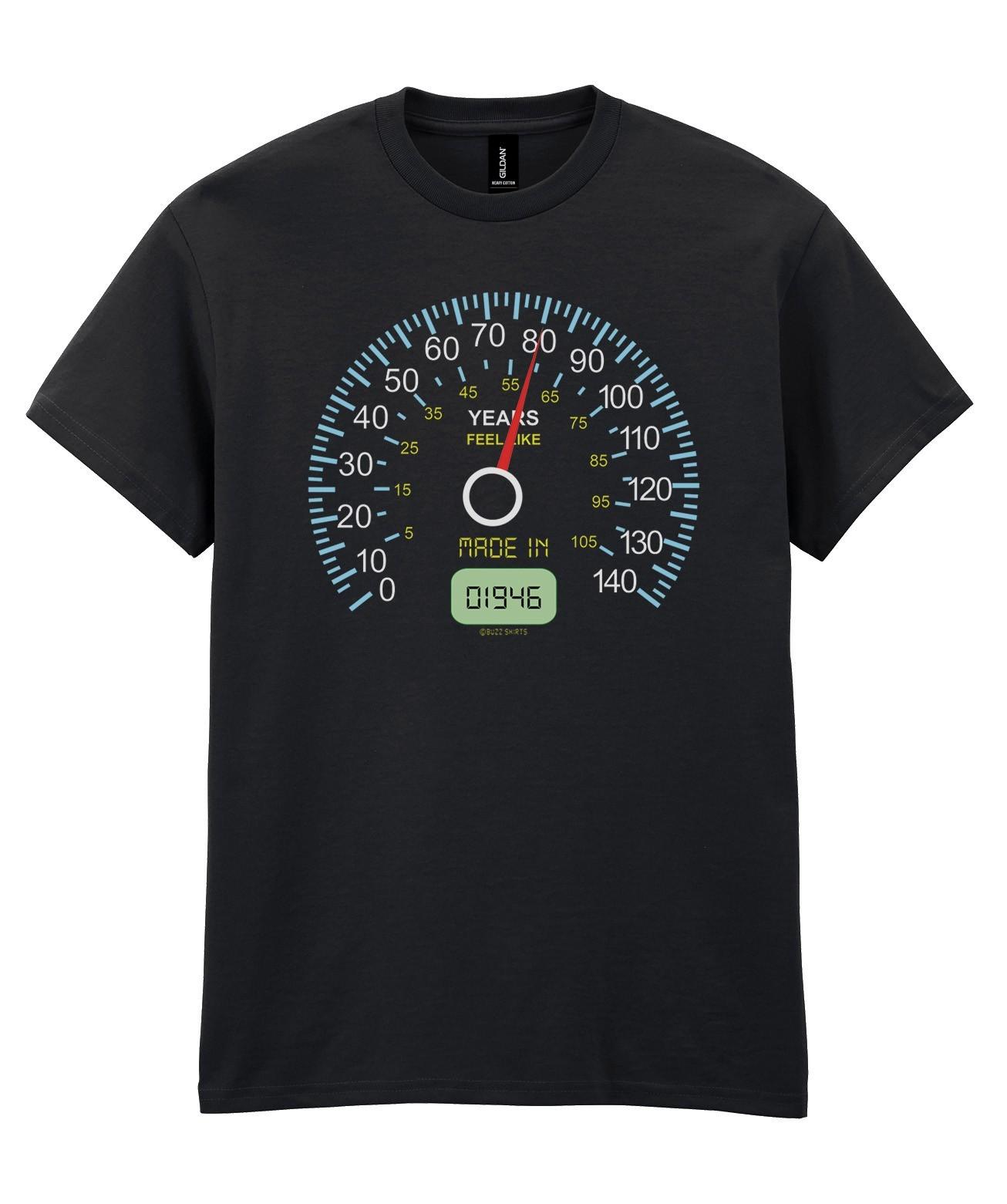 Mens 80th Speedometer 1976 Birthday T-Shirt - Personalised Option- 80 Years Gift S разноцветный