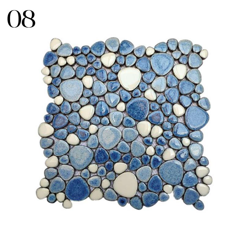 Keramik Kopfsteinpflaster Mosaik Fliesen Spa Heißwasserquelle Pool Fischteich Fragmente 30cm Badezimmer Rutschfest Blau Und Weiß Porzellan Fliesen