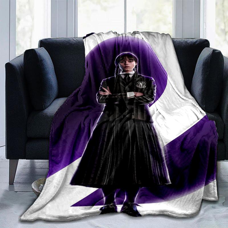 1pc Wednesday Wandinha in a Striped Uniform print blanket soft bedding sofa bedroom home decor Christmas gift q103