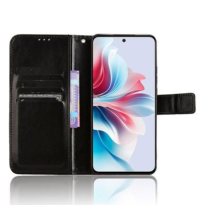 Pro Oppo Reno11 F 5G/F25 Pro 5G Pouzdro Textura Kůže Crazy Horse Stojánek Kryt na Telefon