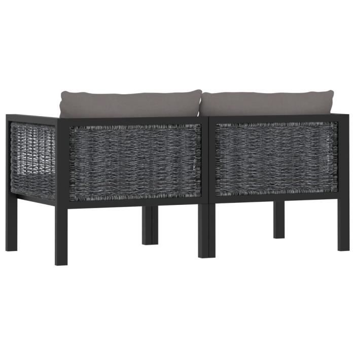 VidaXL Canapé à 2 places avec coussins Anthracite Résine tressée