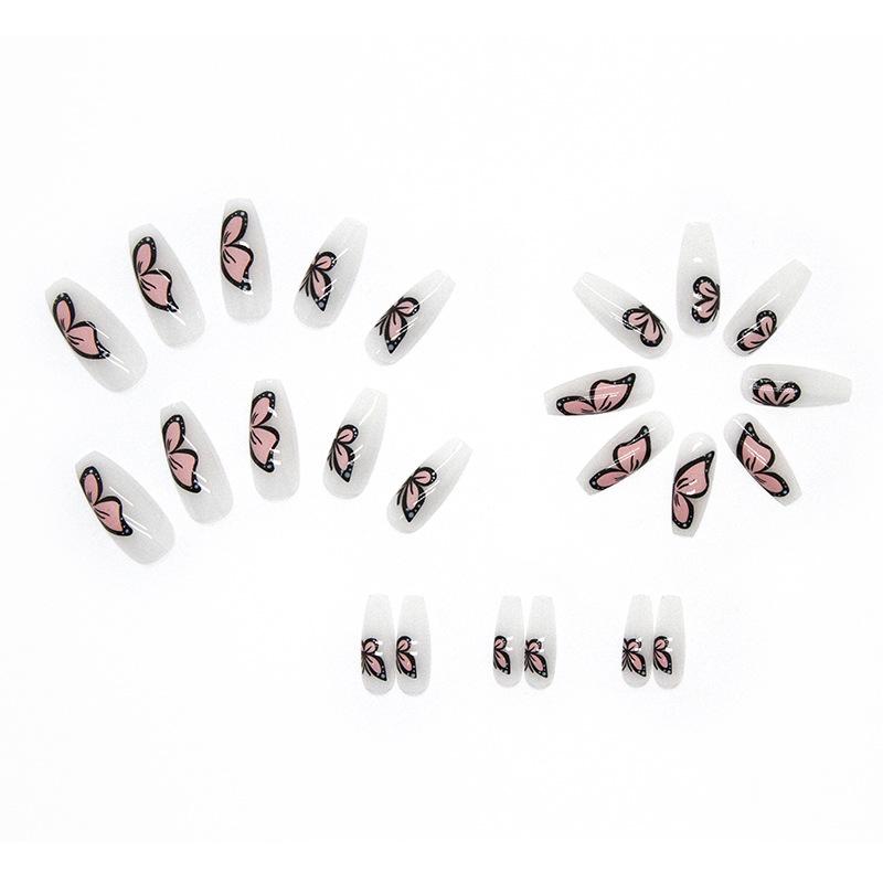 Artificial Nails Long Ins Wearable Nails Fairy Vitality Butterfly Nail Art Fresh Pure Desire False Nails