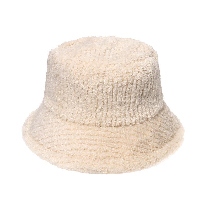 

2025 осень и зима новая мода европейский и американский универсальный утолщенный плюшевый шляпа-ведро однотонная полосатая шляпа-ведро теплая шляпа мужская и женская бежевый